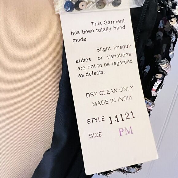RARE Laurence Kazar Sz PM Dress Vintage Silk Beaded Sequins Dinasty Glam Handmad - Picture 10 of 16
